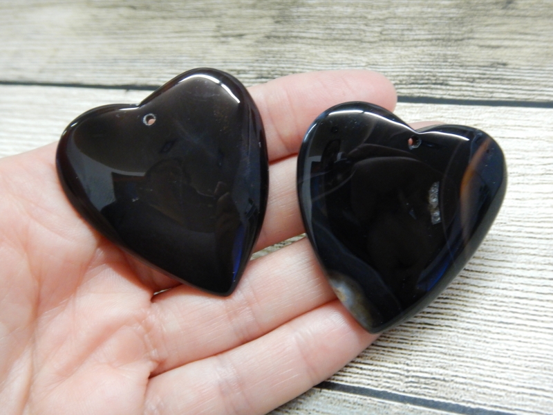 Agaathanger zwart hart (met boorgat)